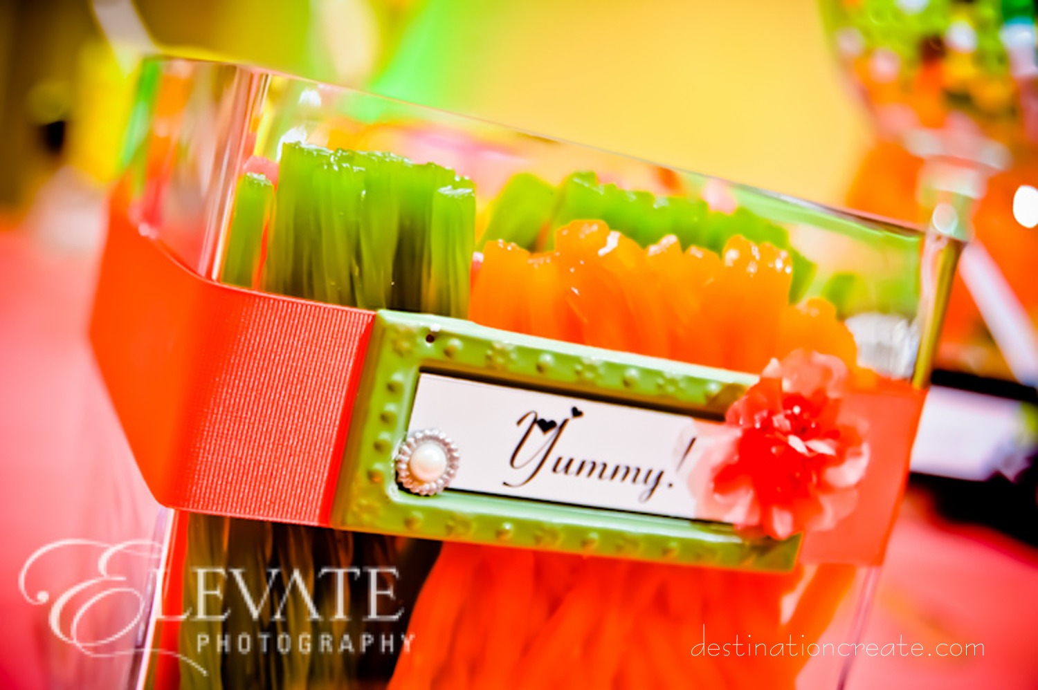 Candy buffet signs at LDS wedding Denver: Destination Create specializes in LDS wedding reception decorating, styling, planning & rentals.
