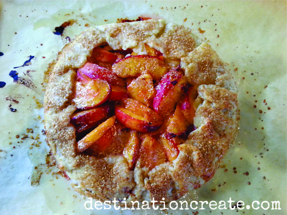 Peach season is SO short! I can't get enough of their "juice down the arm" yumminess. Why not bake a delectable Peach Galette today? You will think you've died and gone to heaven. Click through for the recipe. http://destinationcreate.com/peach-galette-recipe/