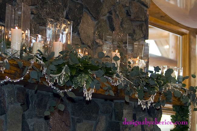 Mantel decor-candles and beads