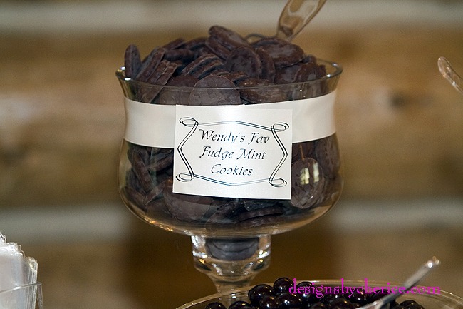 Candy buffet featuring the favorite candies of the bride and groom along with their parents