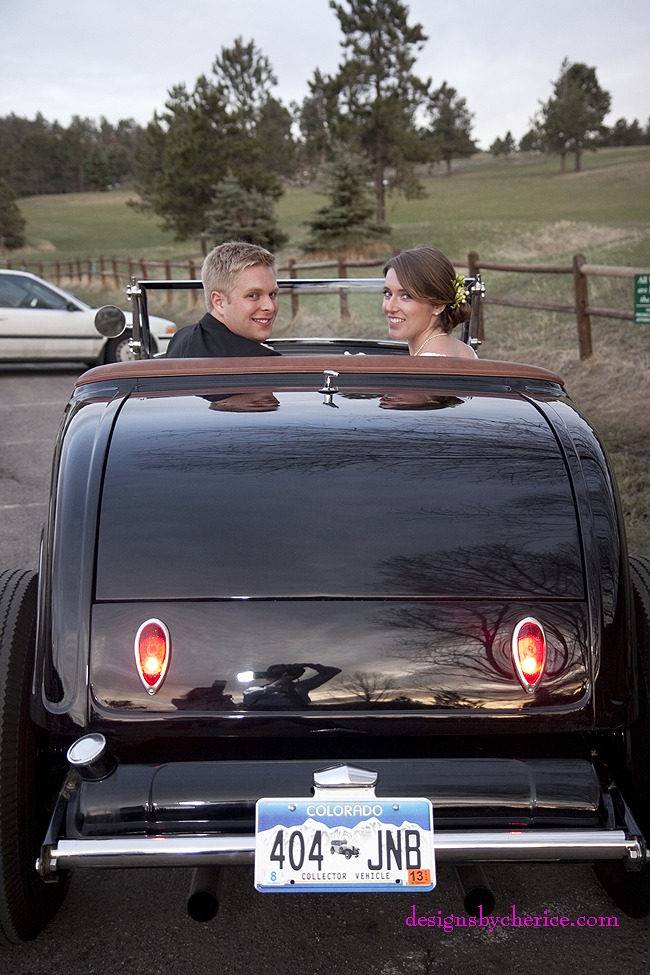 Wedding get away in a vintage roadster