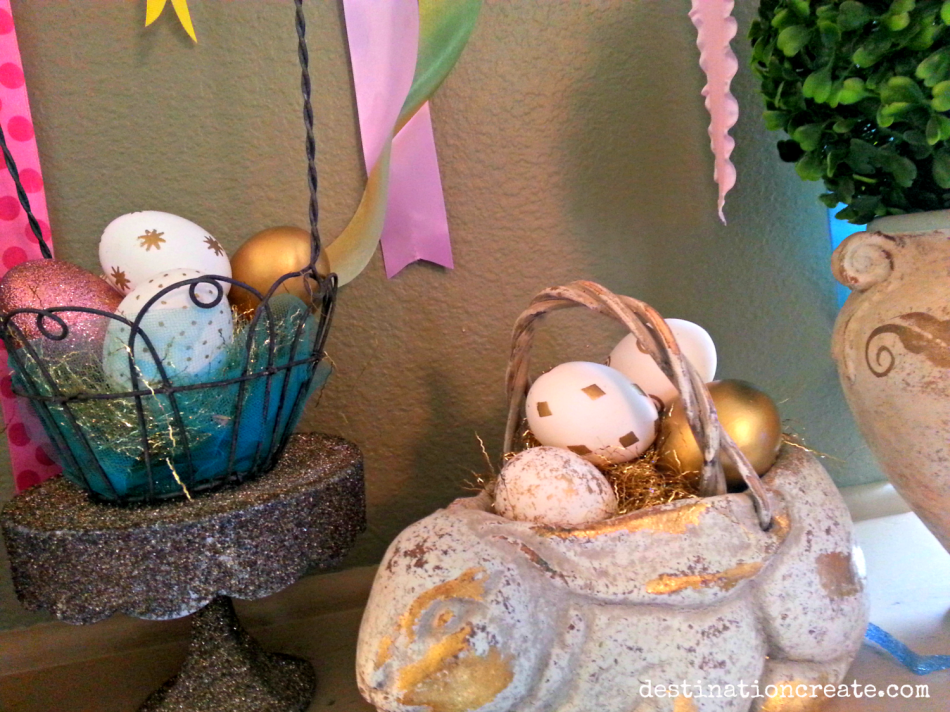 Easter mantel-embossed eggs