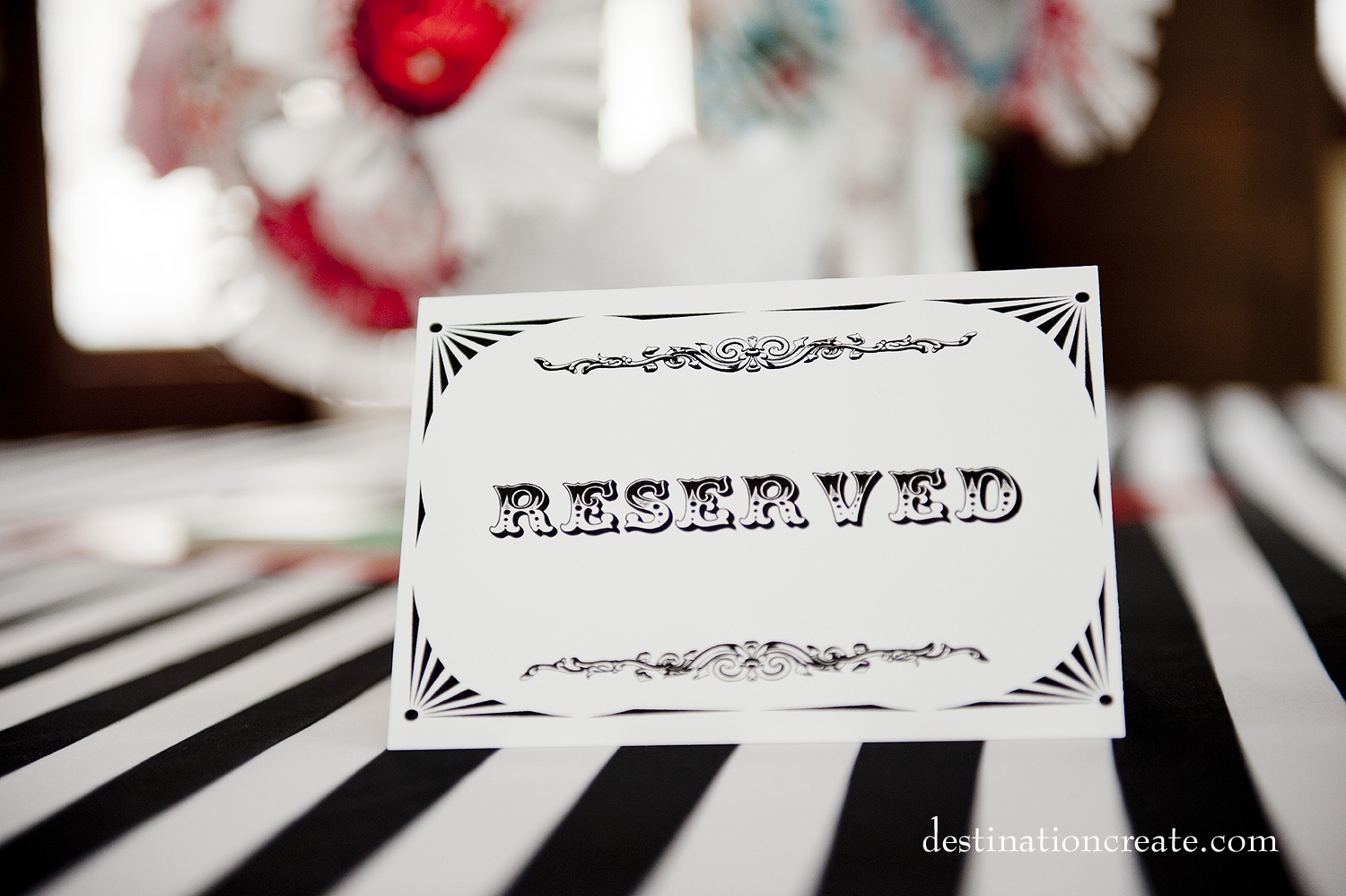vintage style "reserved" tent-fold card