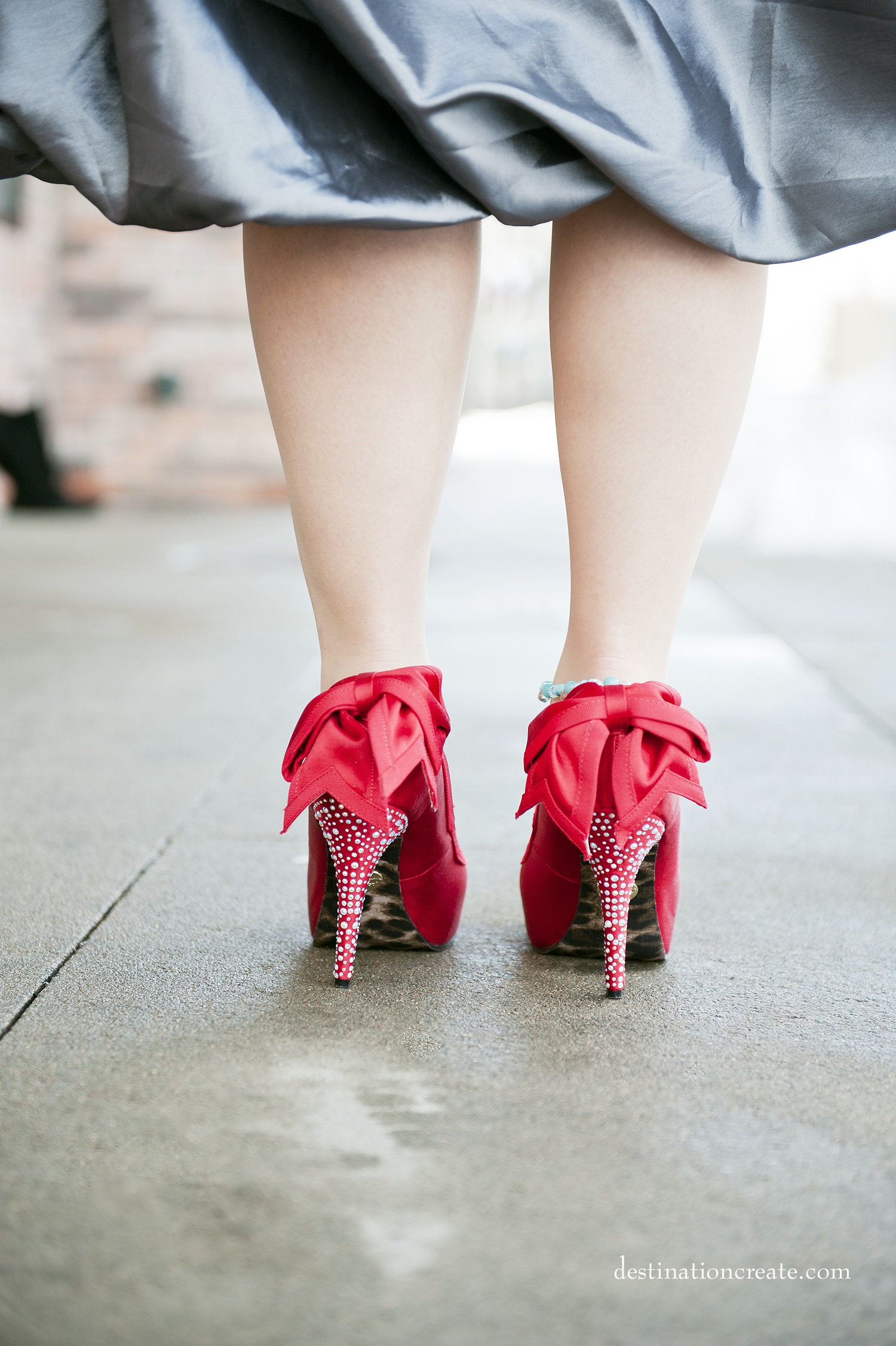 Vintage style bride Denver- gorgeous red shoes!