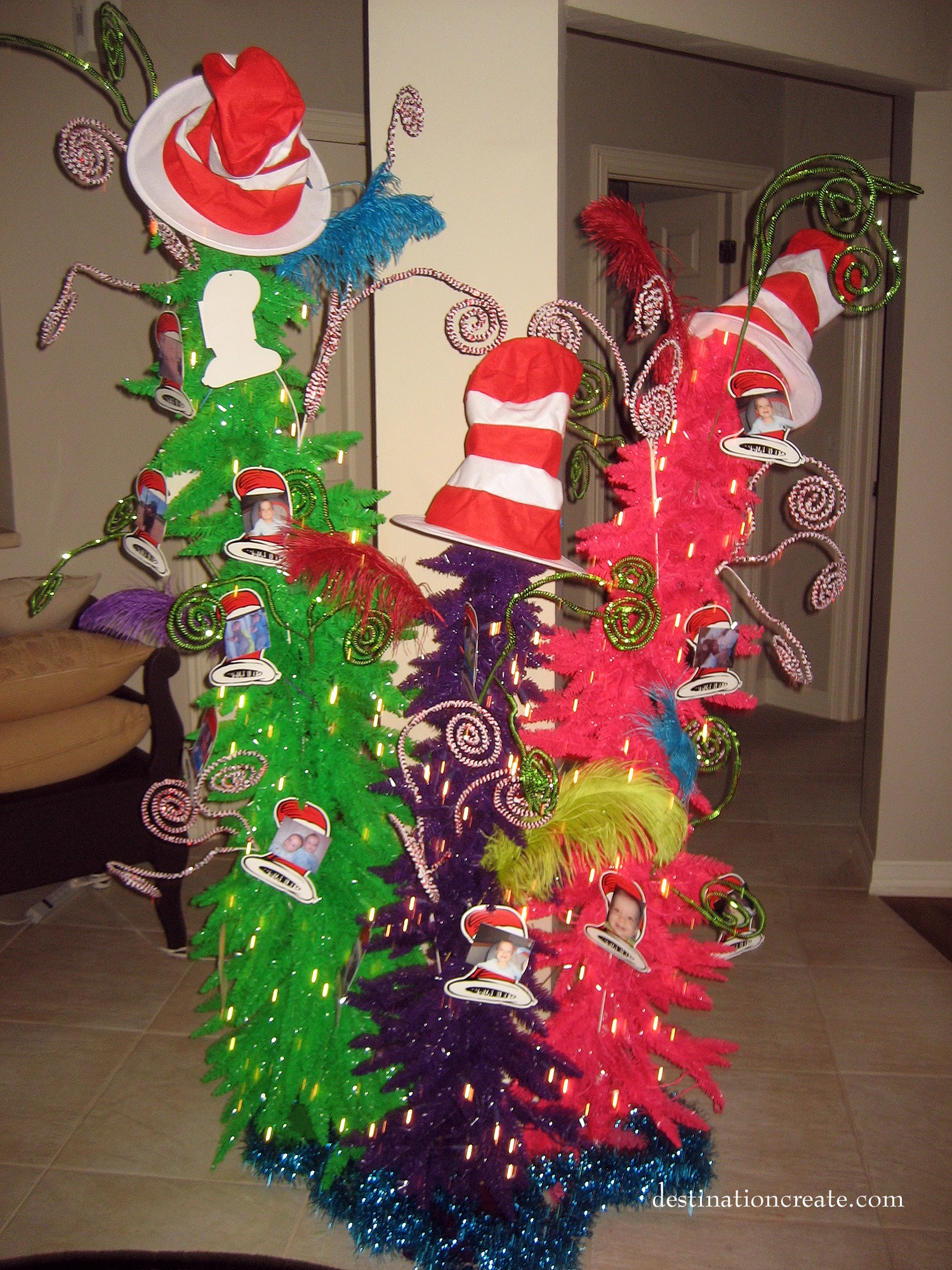 Brightly colored funky Christmas trees just scream Dr. Suess!