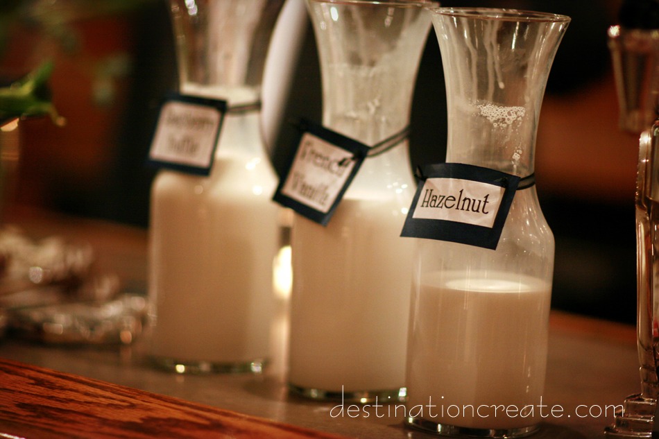 Hot chocolate bar: Destination Create offers wedding planning, decorating, styling, planning & specialty rentals.