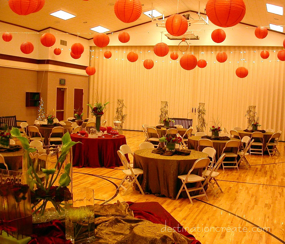 LDS Cultural Hall Wedding Decorating: Destination Create specializes in LDS wedding reception decorating, styling, planning & specialty rentals.