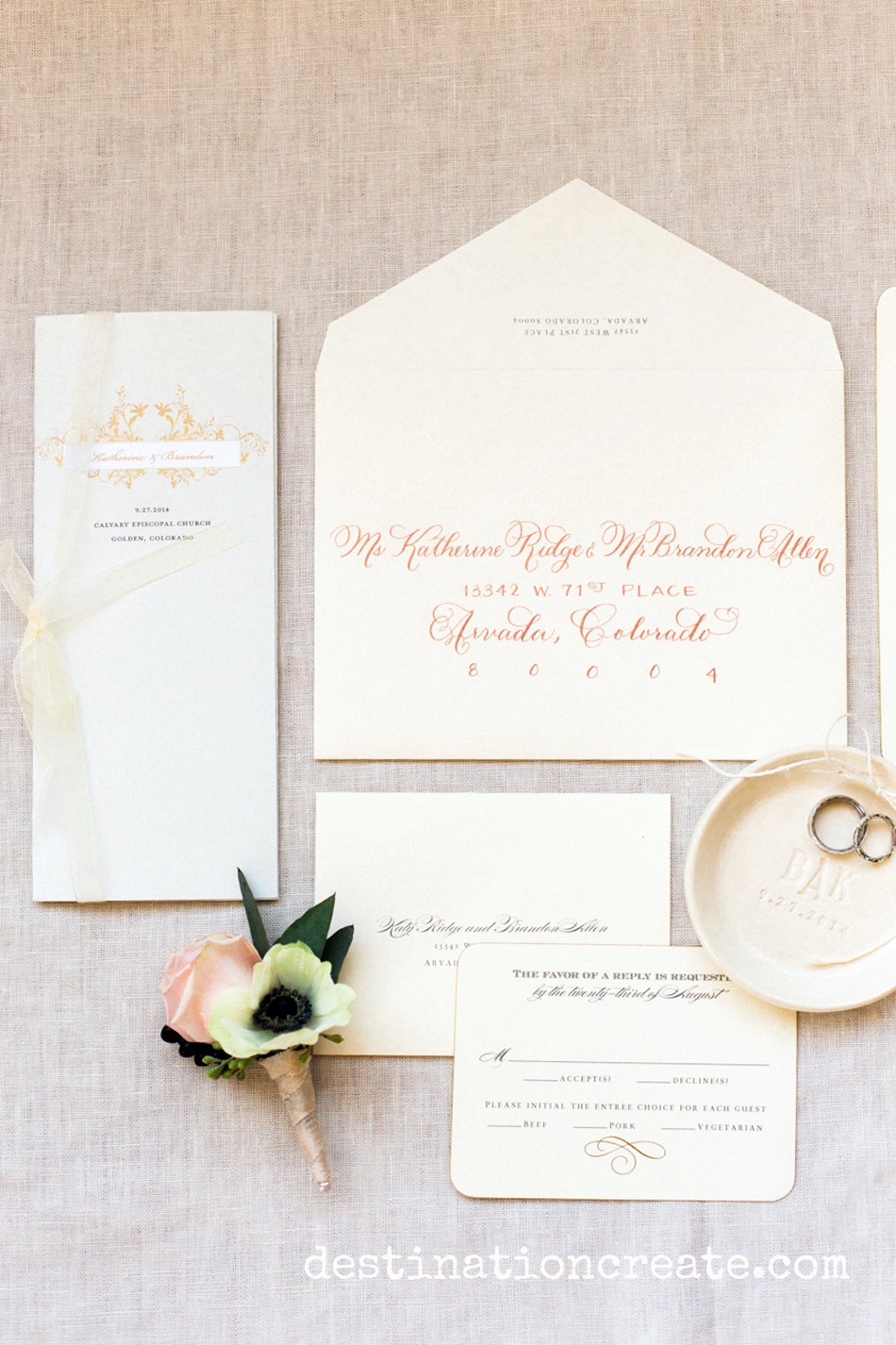 Blush & gold invitations set the stage for the romantic and luxurious wedding that is to come