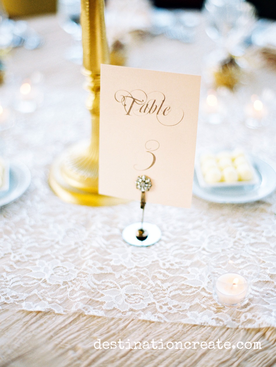 Blush and gold table number