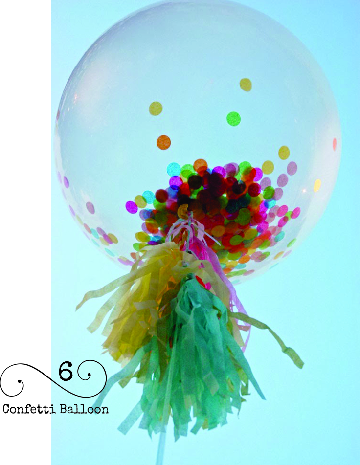 THis is such a cheerful balloon decorating idea. Fill a clear balloon with confetti before inflating