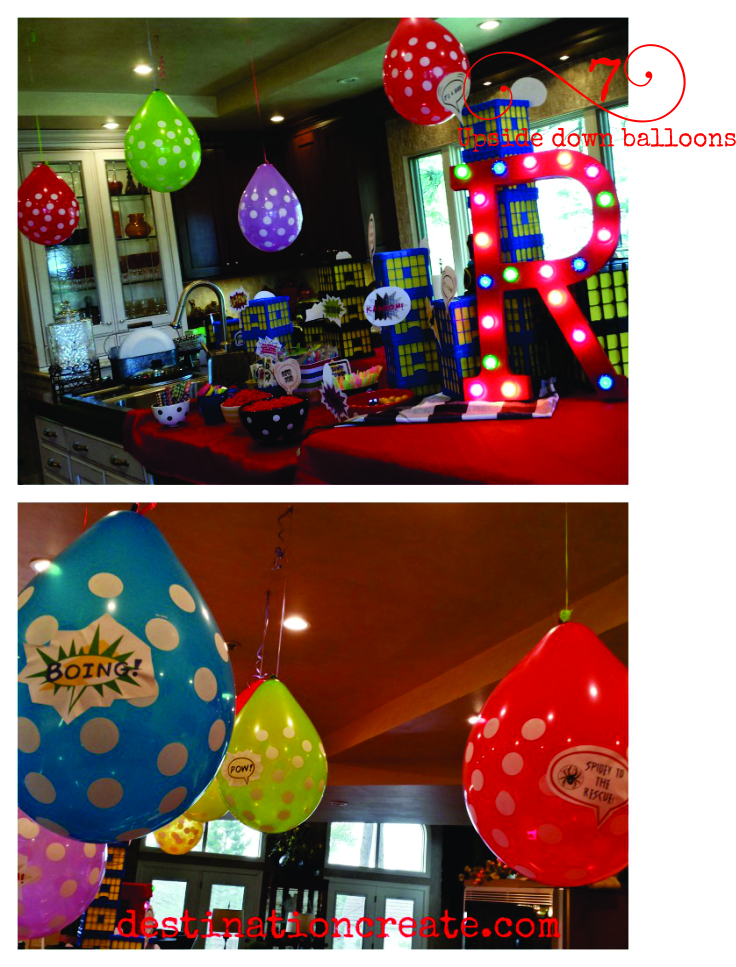 Put a penny in a balloon before inflating and hang upside down for a different twist on decorating with balloons.