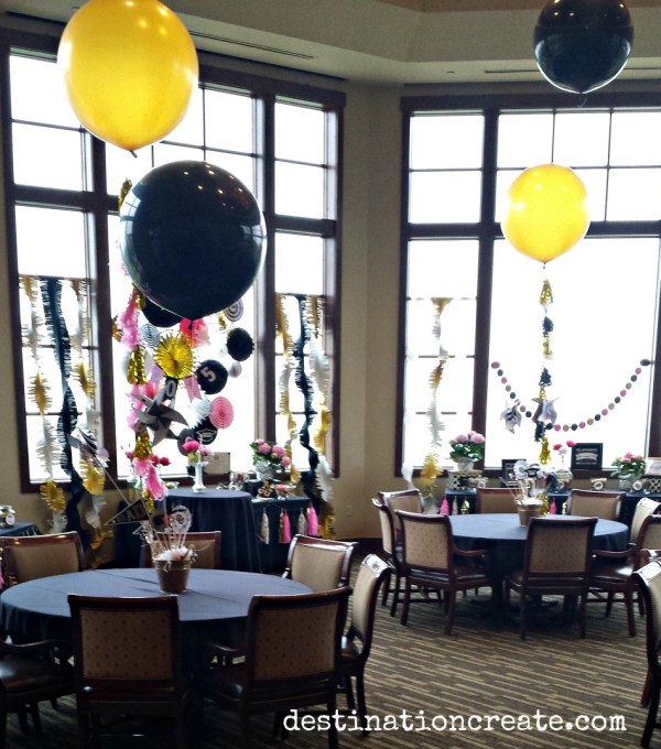 Guests at this college graduation party ate, drank and played with giant balloons