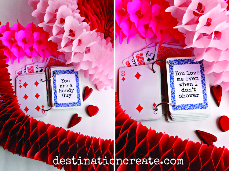 Looking for a quick & easy DIY Valentine Gift idea? I have just the thing. Turn a deck of playing cards into a "52 Reasons I love You" book. Your Sweetie will swoon! This idea is perfect for an anniversary gift or birthday gift.